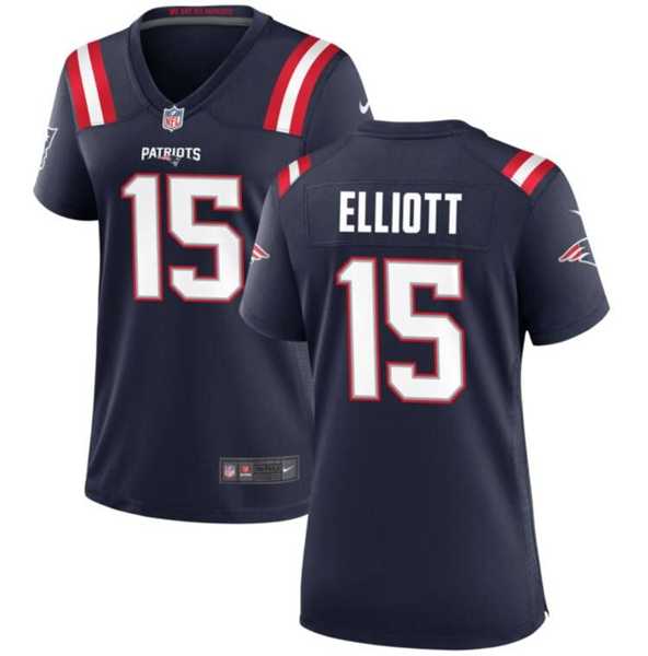 Womens New England Patriots #15 Ezekiel Elliott Navy Stitched Jersey Dzhi->women nfl jersey->Women Jersey